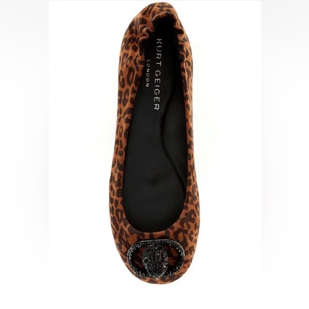Kurt Geiger Brown Suede  Leopard Print  Chelsea Ballerina Flats MSRP $198 Sz 11 - Picture 10 of 10